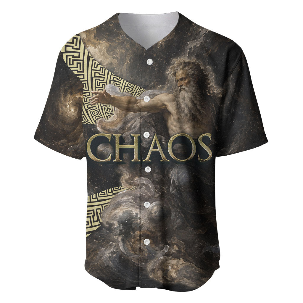 Greek God Of Chaos Baseball Jersey Cosmic Nebula Classical Art Greek Key Pattern