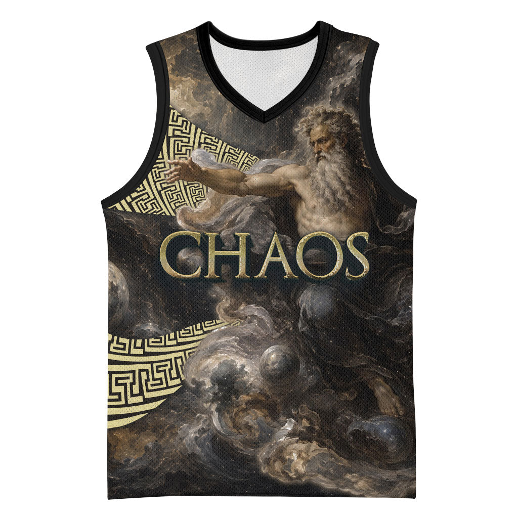 Greek God Of Chaos Basketball Jersey Cosmic Nebula Classical Art Greek Key Pattern