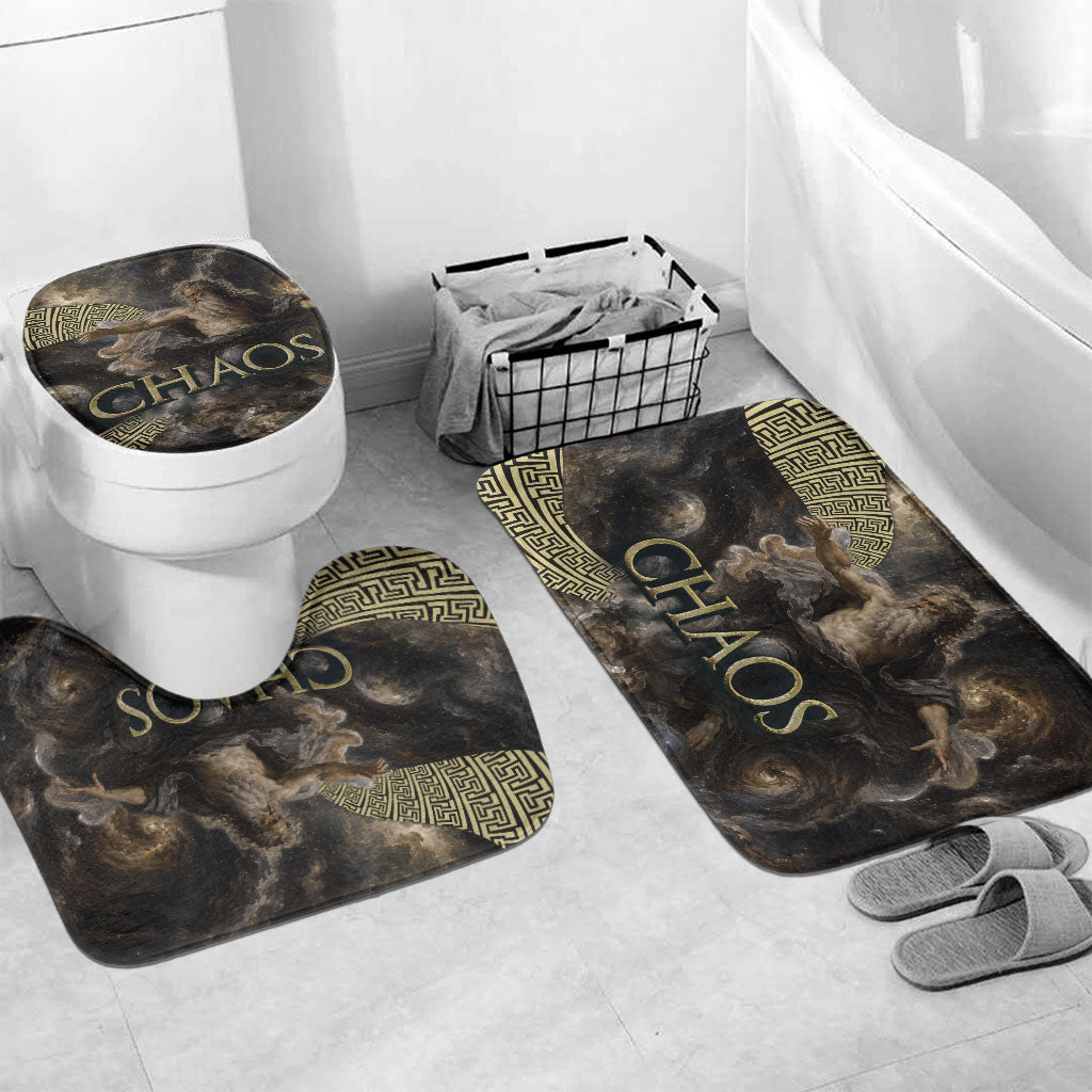 Greek God Of Chaos Bathroom Set Cosmic Nebula Classical Art Greek Key Pattern