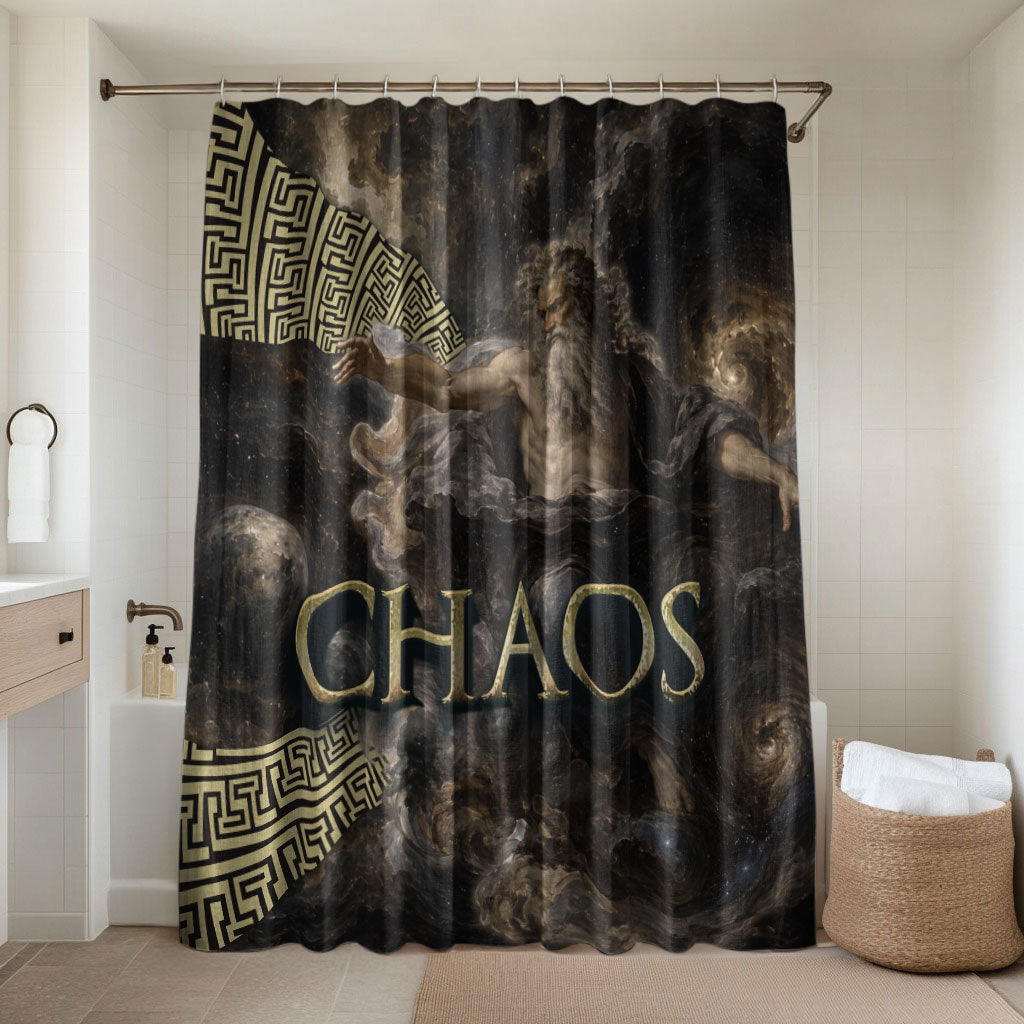 Greek God Of Chaos Bathroom Set Cosmic Nebula Classical Art Greek Key Pattern