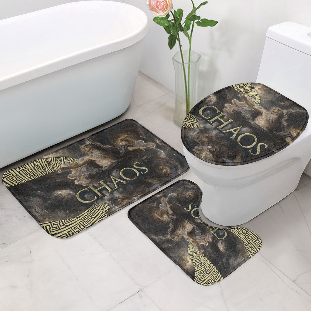 Greek God Of Chaos Bathroom Set Cosmic Nebula Classical Art Greek Key Pattern
