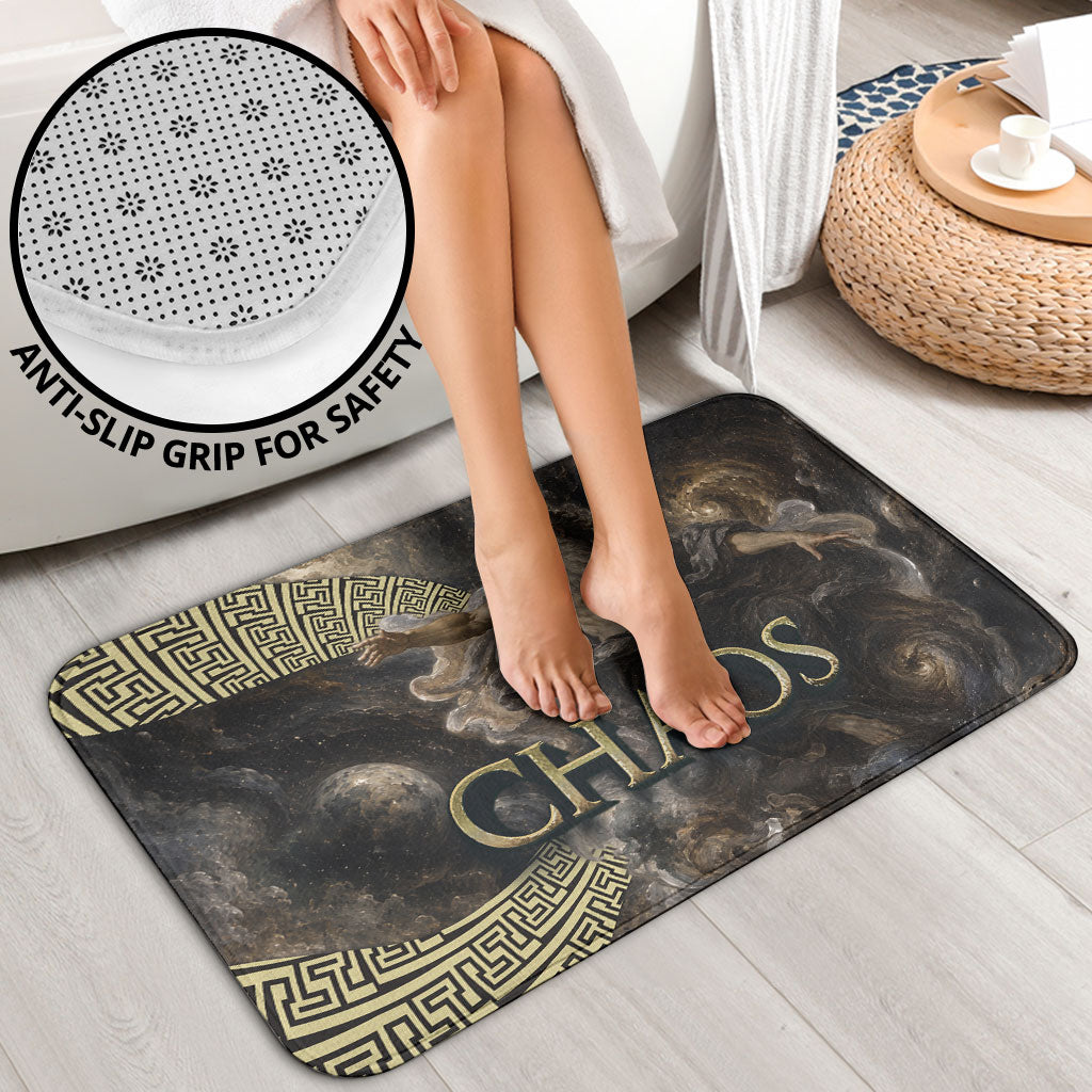 Greek God Of Chaos Bathroom Set Cosmic Nebula Classical Art Greek Key Pattern