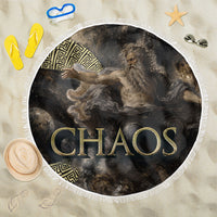 Greek God Of Chaos Beach Blanket Cosmic Nebula Classical Art Greek Key Pattern