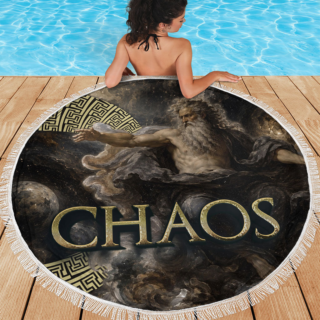 Greek God Of Chaos Beach Blanket Cosmic Nebula Classical Art Greek Key Pattern