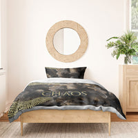Greek God Of Chaos Bedding Set Cosmic Nebula Classical Art Greek Key Pattern