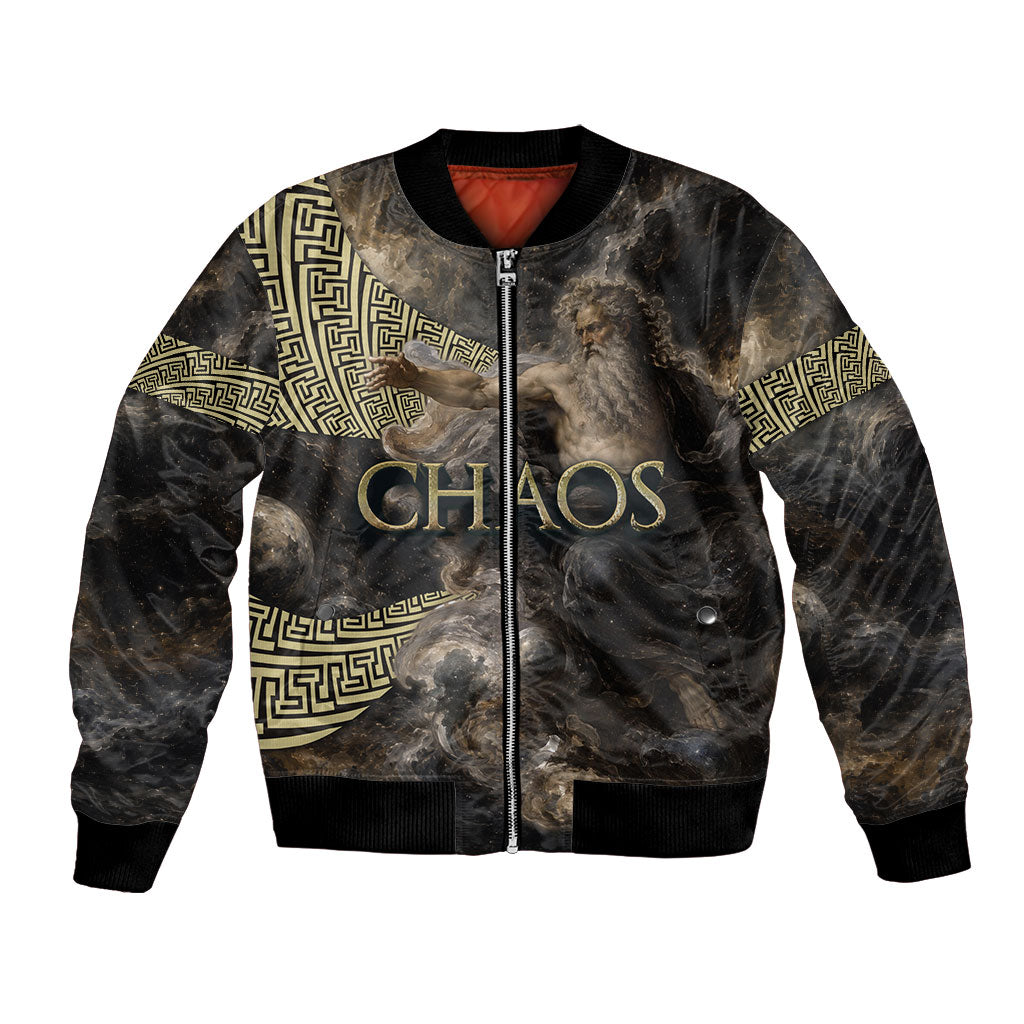 Greek God Of Chaos Bomber Jacket Cosmic Nebula Classical Art Greek Key Pattern