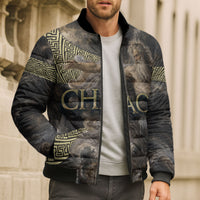 Greek God Of Chaos Bomber Puffer Jacket Cosmic Nebula Classical Art Greek Key Pattern
