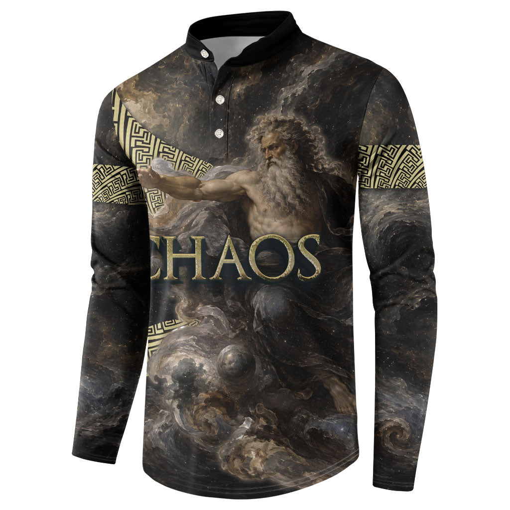 Greek God Of Chaos Button Sweatshirt Cosmic Nebula Classical Art Greek Key Pattern