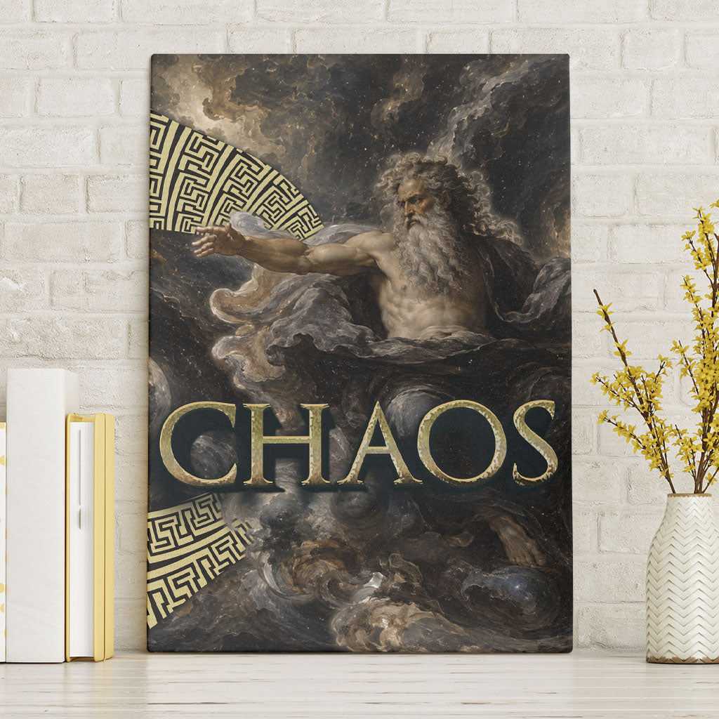 Greek God Of Chaos Canvas Wall Art Cosmic Nebula Classical Art Greek Key Pattern