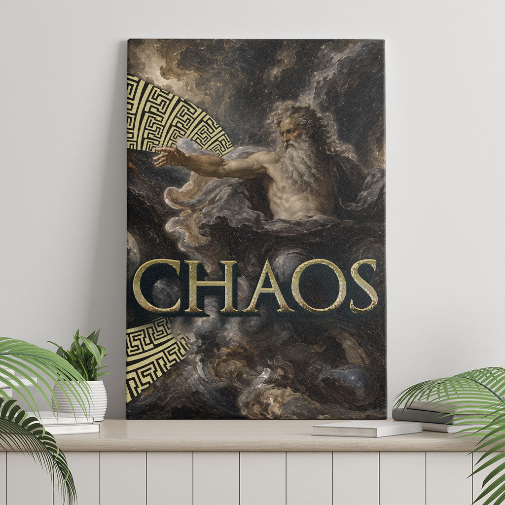 Greek God Of Chaos Canvas Wall Art Cosmic Nebula Classical Art Greek Key Pattern