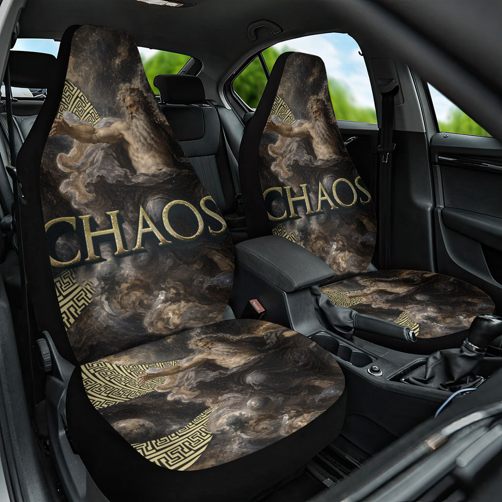 Greek God Of Chaos Car Seat Cover Cosmic Nebula Classical Art Greek Key Pattern
