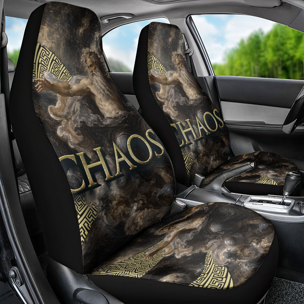 Greek God Of Chaos Car Seat Cover Cosmic Nebula Classical Art Greek Key Pattern
