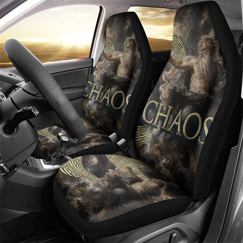 Greek God Of Chaos Car Seat Cover Cosmic Nebula Classical Art Greek Key Pattern