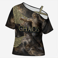 Greek God Of Chaos Cross Shoulder Shirt Cosmic Nebula Classical Art Greek Key Pattern