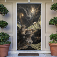 Greek God Of Chaos Door Cover Cosmic Nebula Classical Art Greek Key Pattern