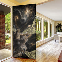 Greek God Of Chaos Door Cover Cosmic Nebula Classical Art Greek Key Pattern