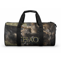 Greek God Of Chaos Duffle Bag Cosmic Nebula Classical Art Greek Key Pattern
