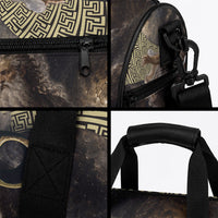 Greek God Of Chaos Duffle Bag Cosmic Nebula Classical Art Greek Key Pattern