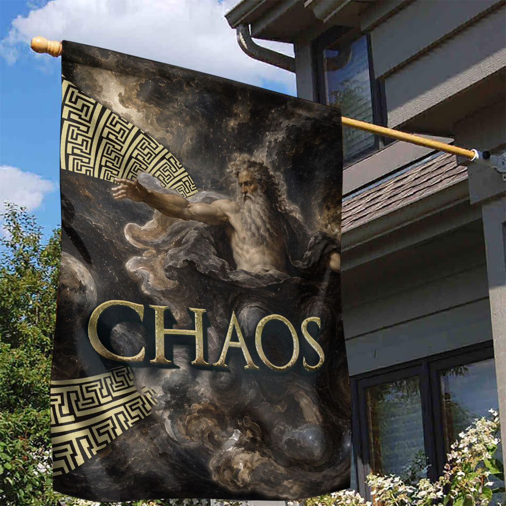 Greek God Of Chaos Garden Flag Cosmic Nebula Classical Art Greek Key Pattern