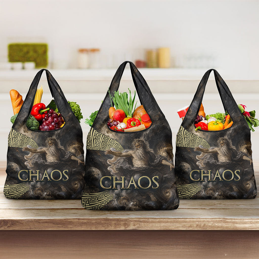 Greek God Of Chaos Grocery Bag Cosmic Nebula Classical Art Greek Key Pattern