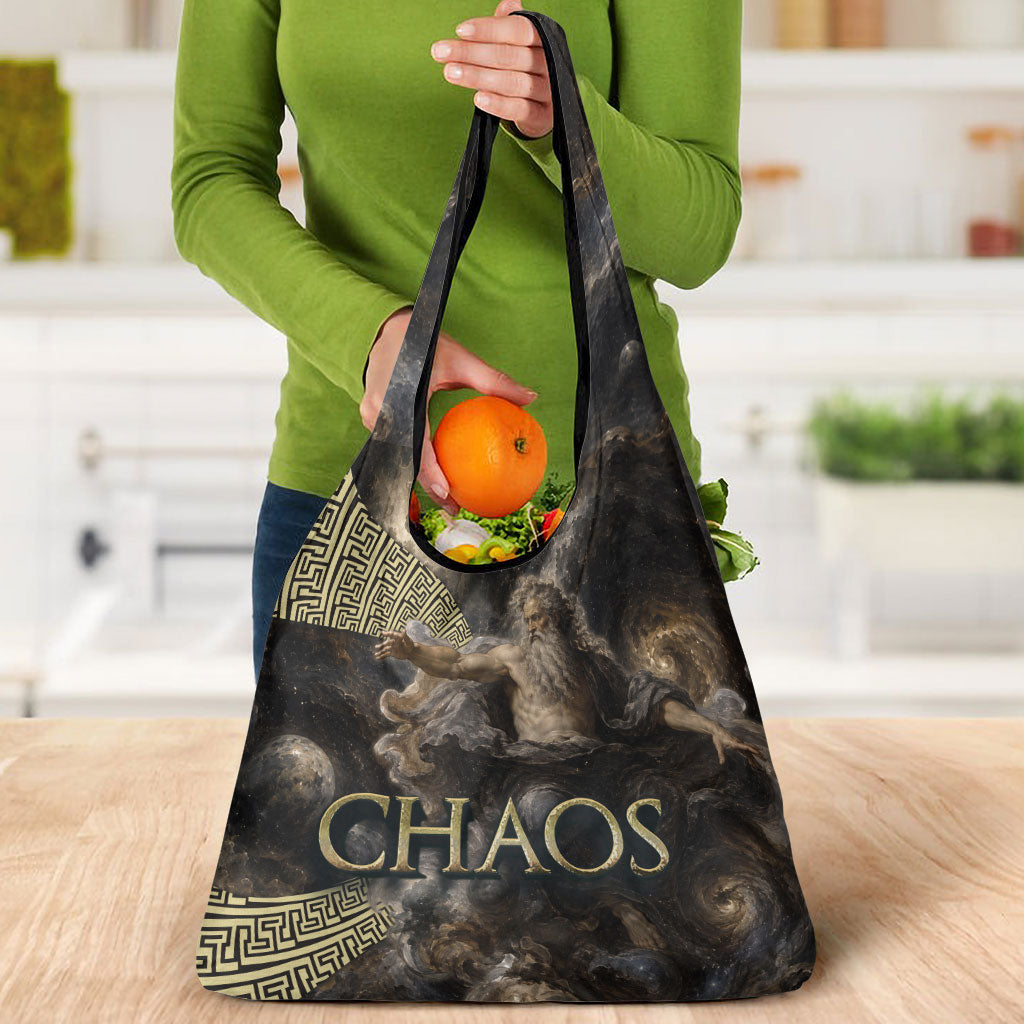 Greek God Of Chaos Grocery Bag Cosmic Nebula Classical Art Greek Key Pattern