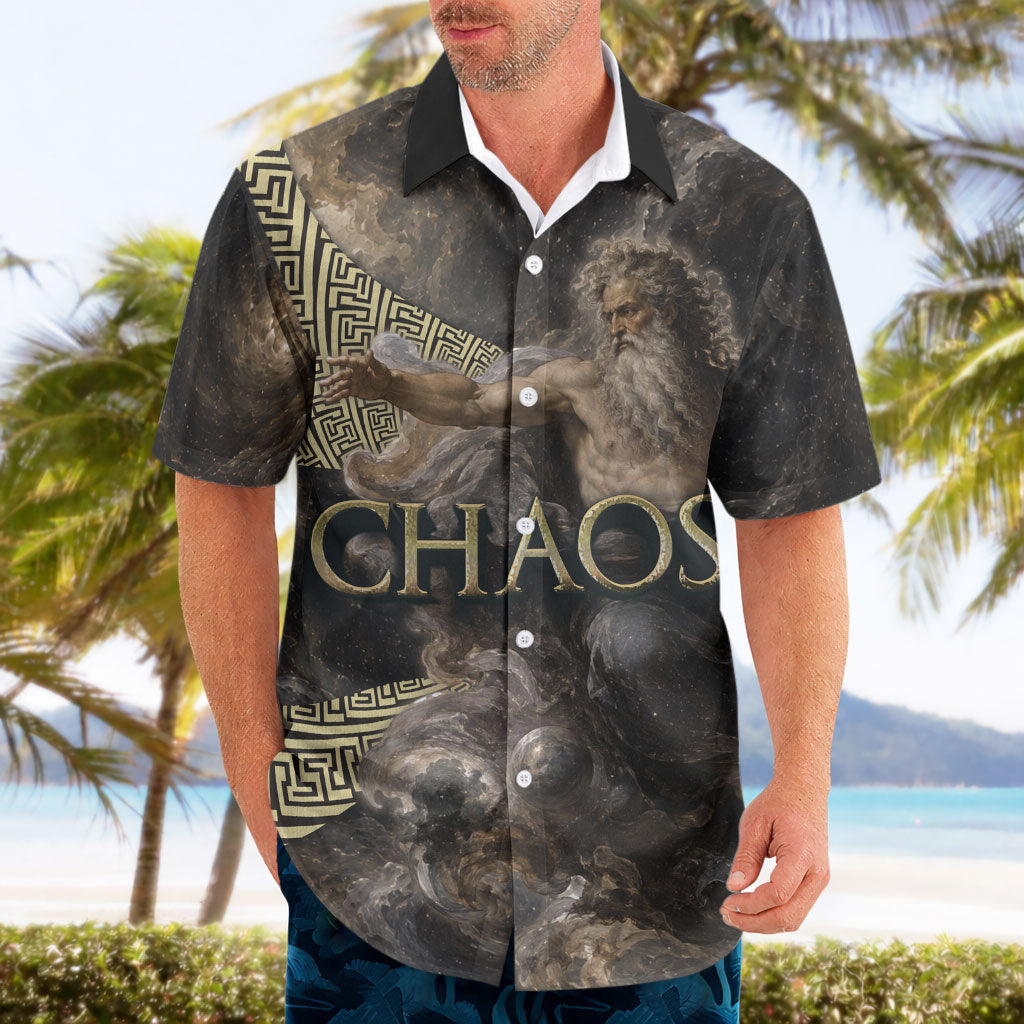 Greek God Of Chaos Hawaiian Shirt Cosmic Nebula Classical Art Greek Key Pattern