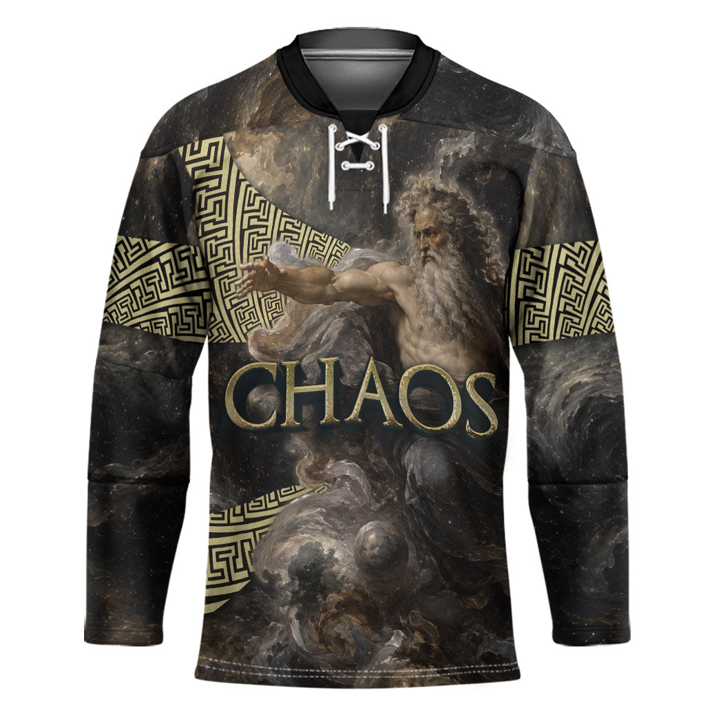 Greek God Of Chaos Hockey Jersey Cosmic Nebula Classical Art Greek Key Pattern