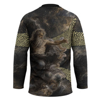 Greek God Of Chaos Hockey Jersey Cosmic Nebula Classical Art Greek Key Pattern
