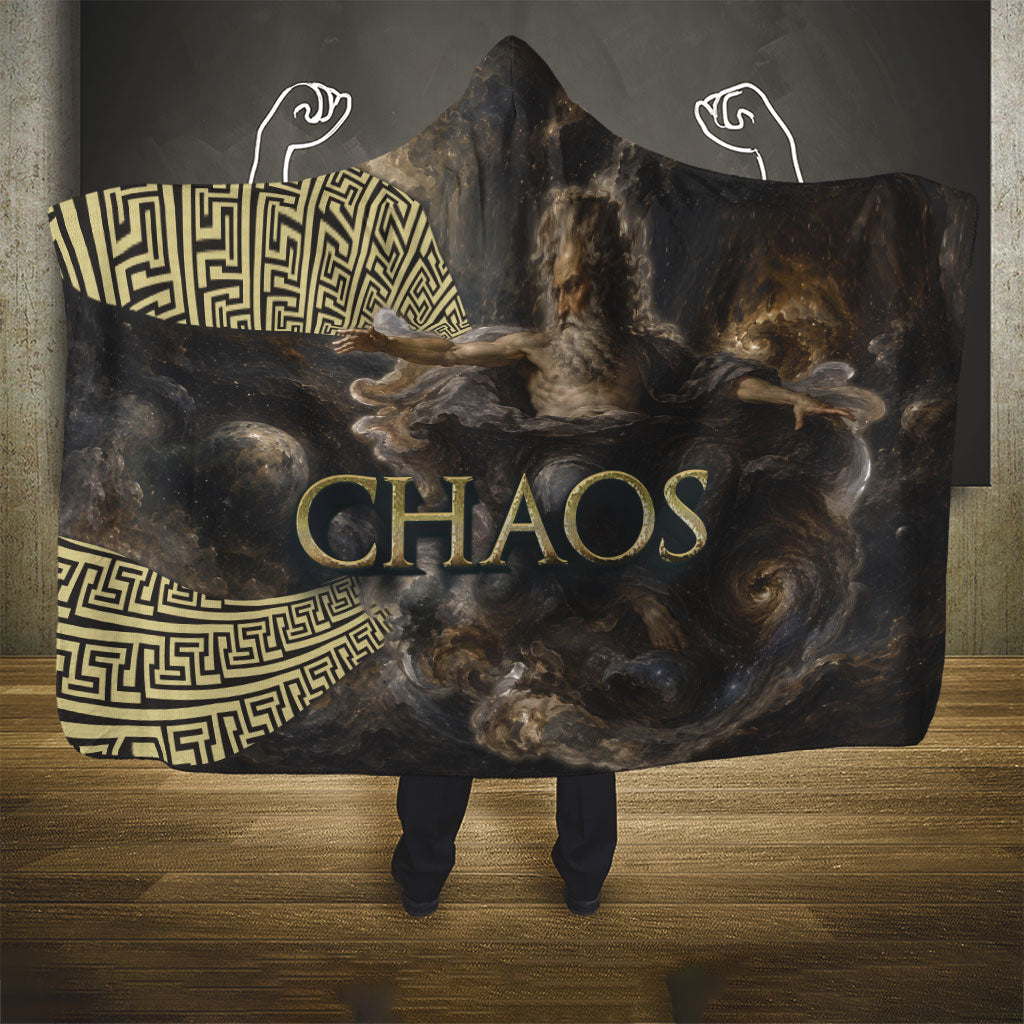 Greek God Of Chaos Hooded Blanket Cosmic Nebula Classical Art Greek Key Pattern