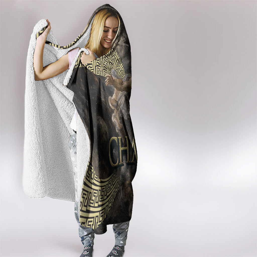 Greek God Of Chaos Hooded Blanket Cosmic Nebula Classical Art Greek Key Pattern
