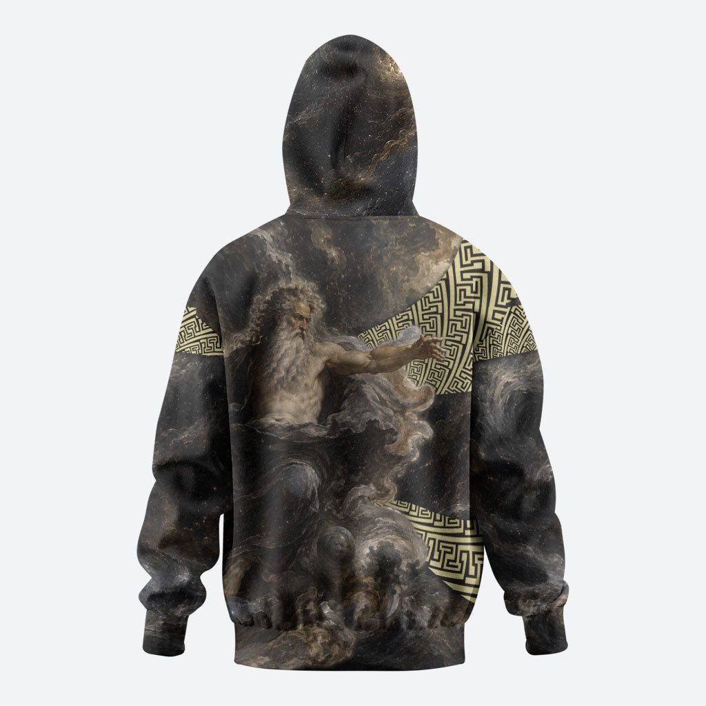 Greek God Of Chaos Hoodie Cosmic Nebula Classical Art Greek Key Pattern