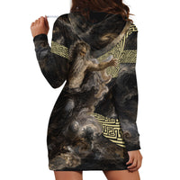 Greek God Of Chaos Hoodie Dress Cosmic Nebula Classical Art Greek Key Pattern