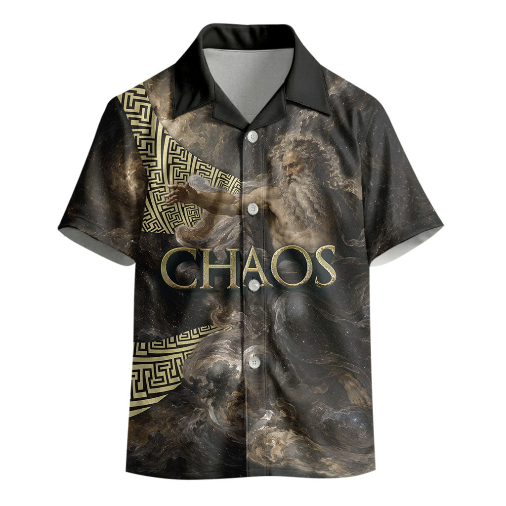 Greek God Of Chaos Kid Hawaiian Shirt Cosmic Nebula Classical Art Greek Key Pattern