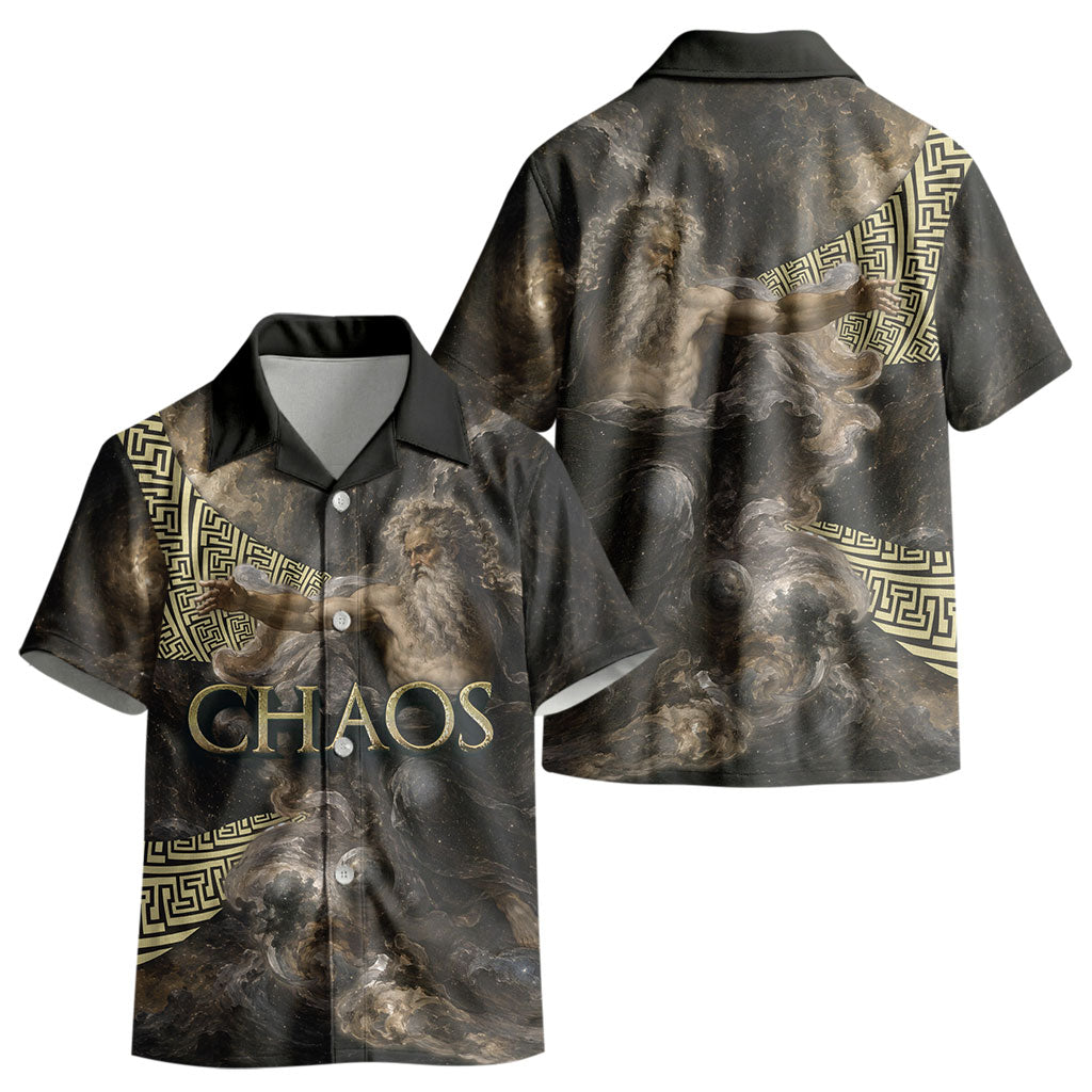 Greek God Of Chaos Kid Hawaiian Shirt Cosmic Nebula Classical Art Greek Key Pattern