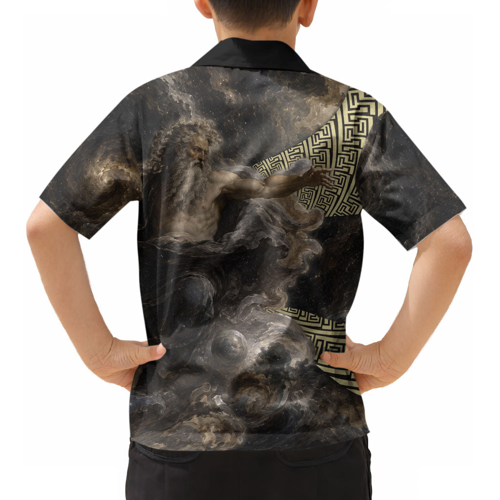 Greek God Of Chaos Kid Hawaiian Shirt Cosmic Nebula Classical Art Greek Key Pattern