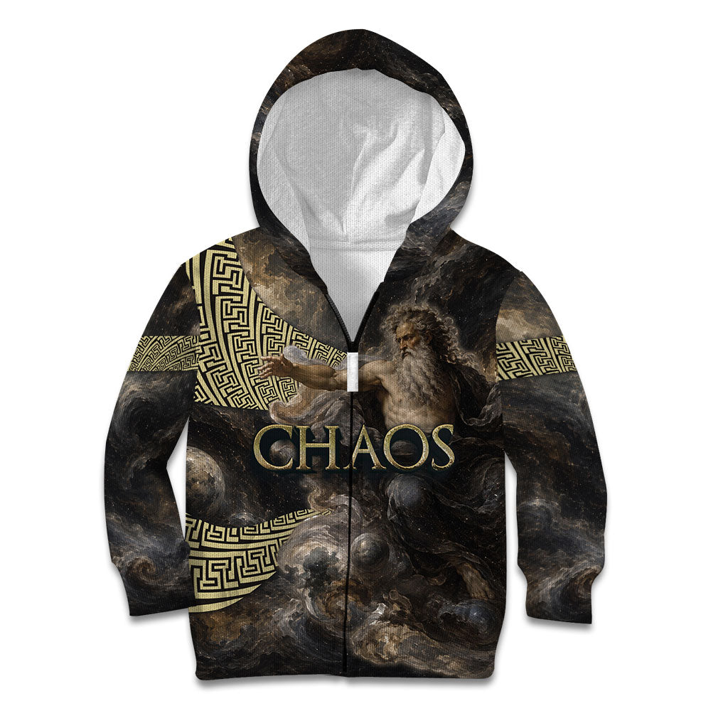 Greek God Of Chaos Kid Hoodie Cosmic Nebula Classical Art Greek Key Pattern