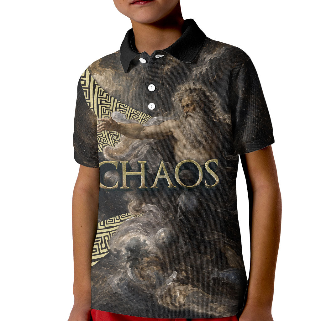 Greek God Of Chaos Kid Polo Shirt Cosmic Nebula Classical Art Greek Key Pattern