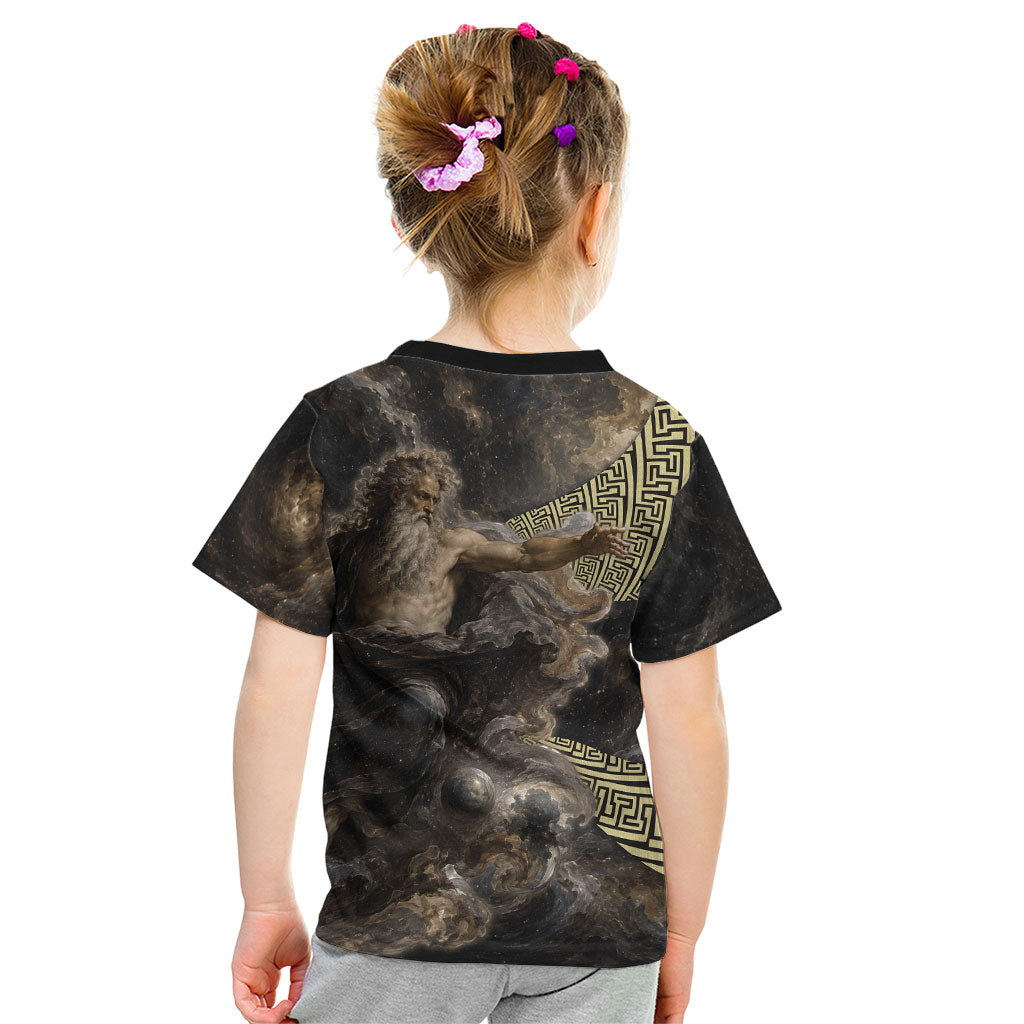 Greek God Of Chaos Kid T Shirt Cosmic Nebula Classical Art Greek Key Pattern