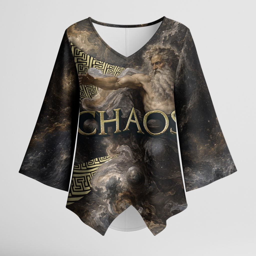 Greek God Of Chaos Kimono Sleeve Blouse Cosmic Nebula Classical Art Greek Key Pattern