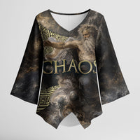 Greek God Of Chaos Kimono Sleeve Blouse Cosmic Nebula Classical Art Greek Key Pattern