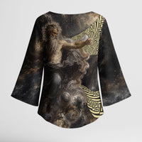 Greek God Of Chaos Kimono Sleeve Blouse Cosmic Nebula Classical Art Greek Key Pattern