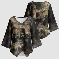 Greek God Of Chaos Kimono Sleeve Blouse Cosmic Nebula Classical Art Greek Key Pattern