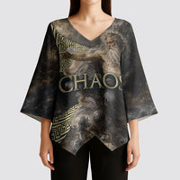 Greek God Of Chaos Kimono Sleeve Blouse Cosmic Nebula Classical Art Greek Key Pattern