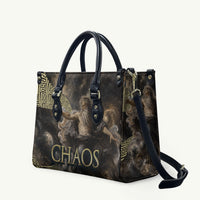 Greek God Of Chaos Leather Bag Cosmic Nebula Classical Art Greek Key Pattern