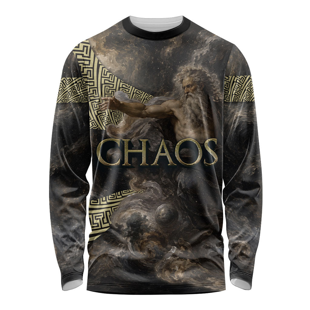 Greek God Of Chaos Long Sleeve Shirt Cosmic Nebula Classical Art Greek Key Pattern