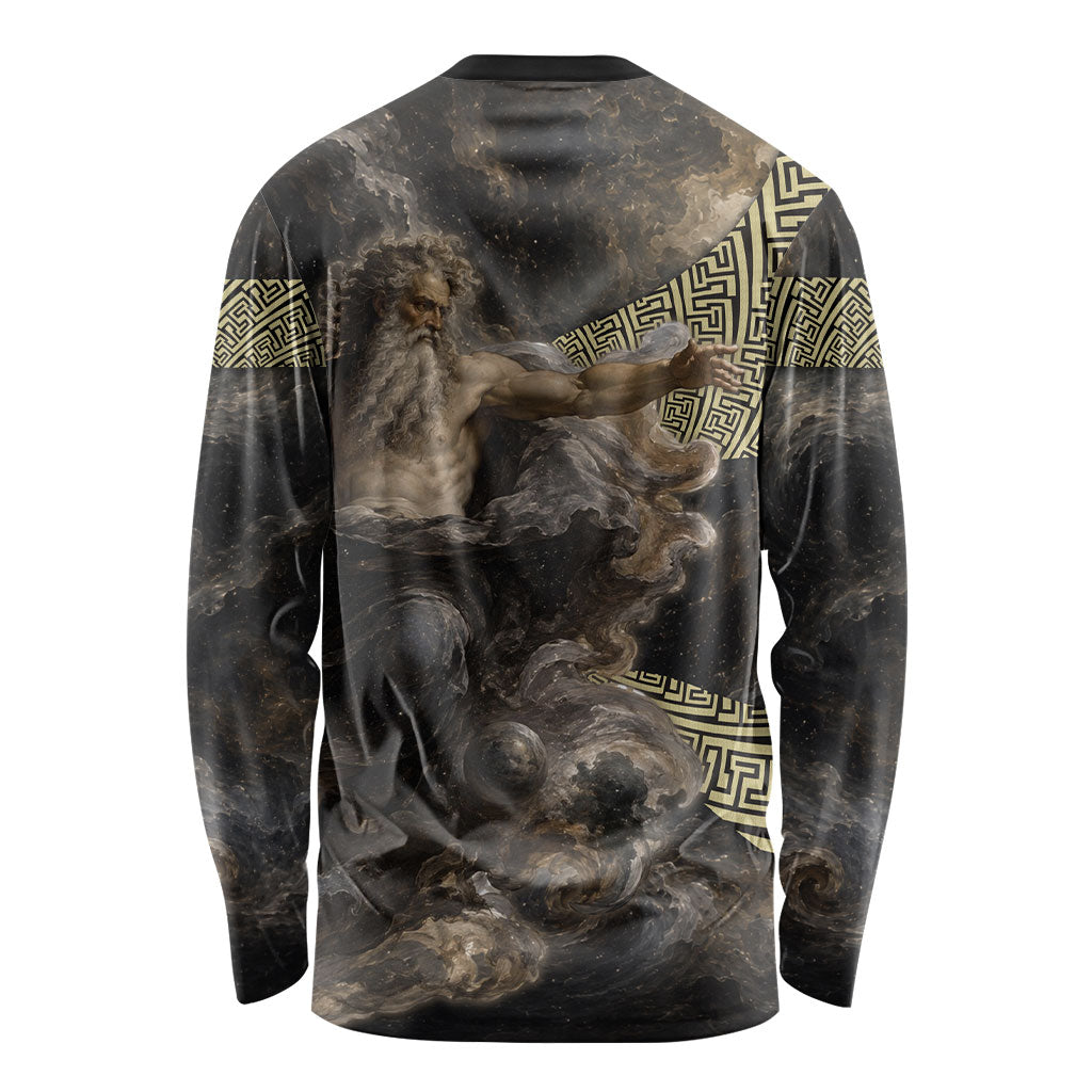 Greek God Of Chaos Long Sleeve Shirt Cosmic Nebula Classical Art Greek Key Pattern