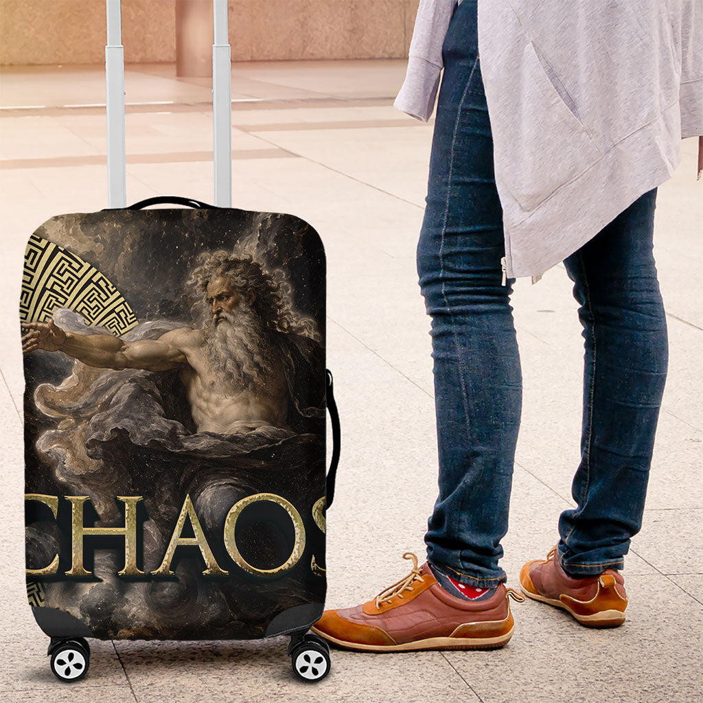 Greek God Of Chaos Luggage Cover Cosmic Nebula Classical Art Greek Key Pattern