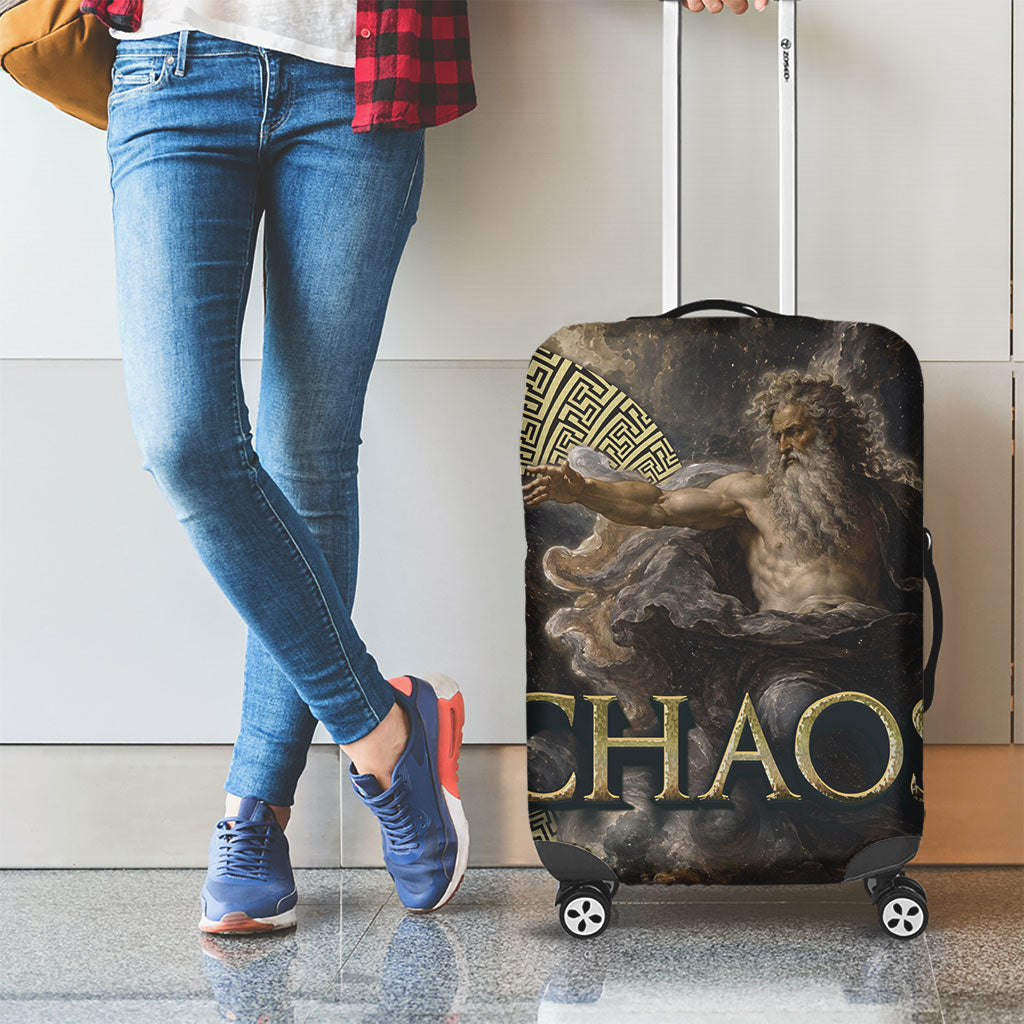 Greek God Of Chaos Luggage Cover Cosmic Nebula Classical Art Greek Key Pattern
