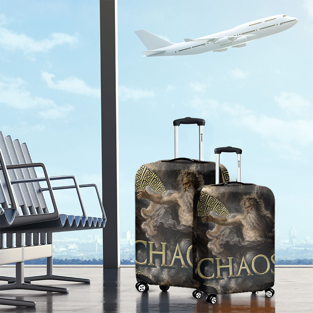 Greek God Of Chaos Luggage Cover Cosmic Nebula Classical Art Greek Key Pattern