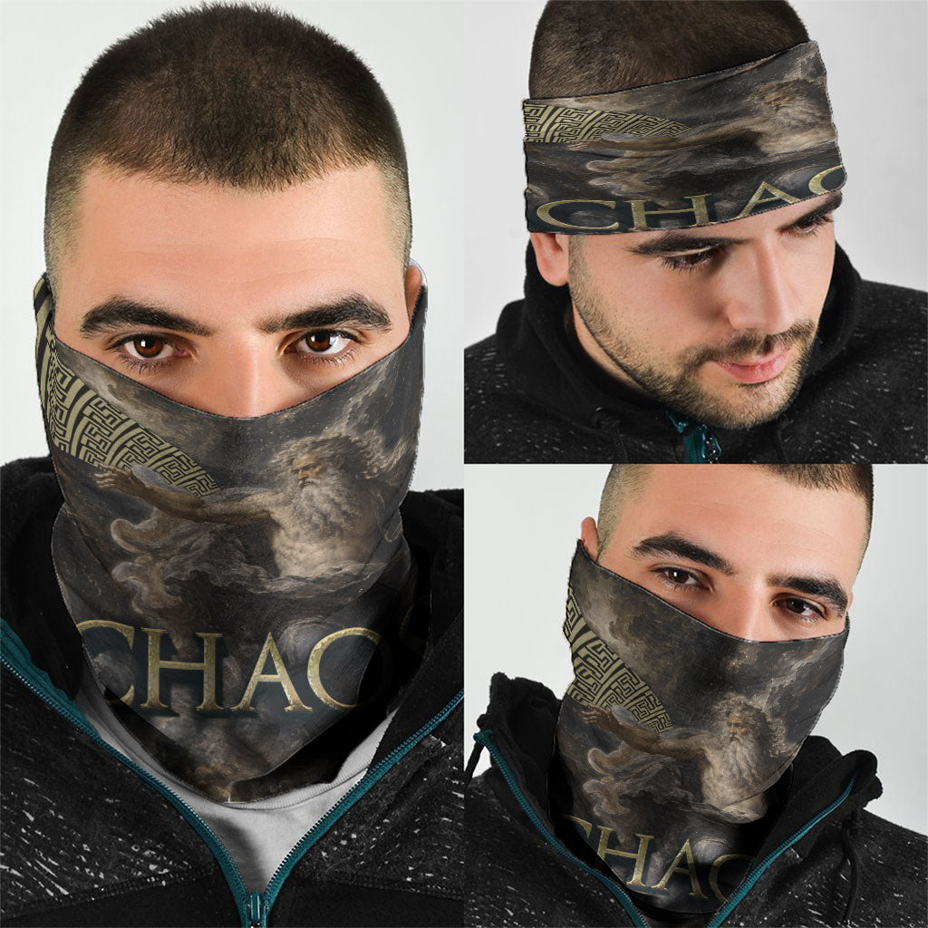 Greek God Of Chaos Neck Gaiter Cosmic Nebula Classical Art Greek Key Pattern